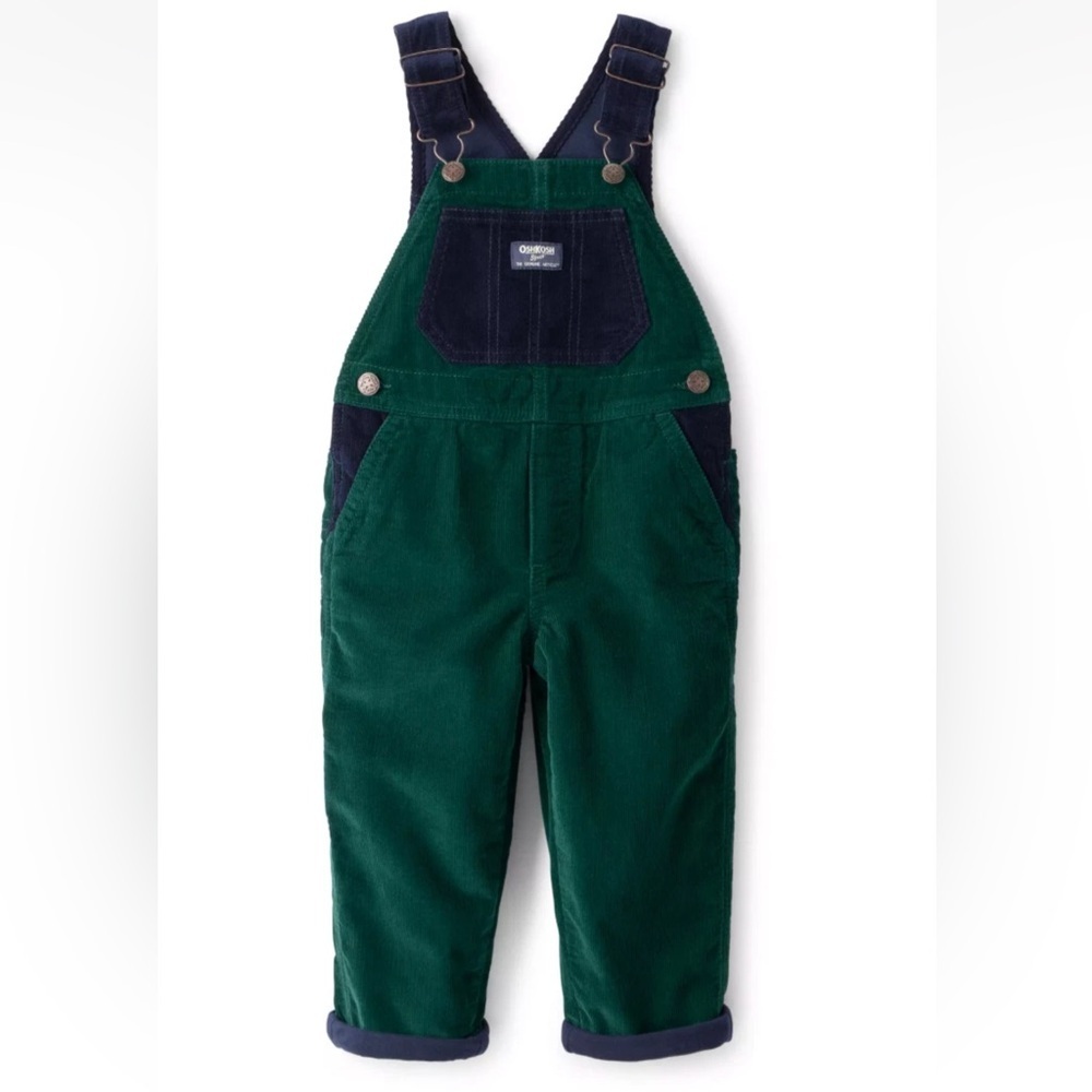 OshKosh B'gosh Toddler Green Corduroy  Lined Overalls
